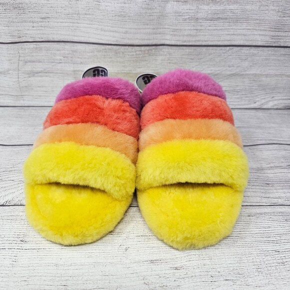 NEW! UGG PRIDE RAINBOW FLUFF YEAH SLIDE SLIPPER WOMEN'S SIZE 8 - Picture 3 of 11